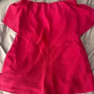 Pink Strapless Short Romper